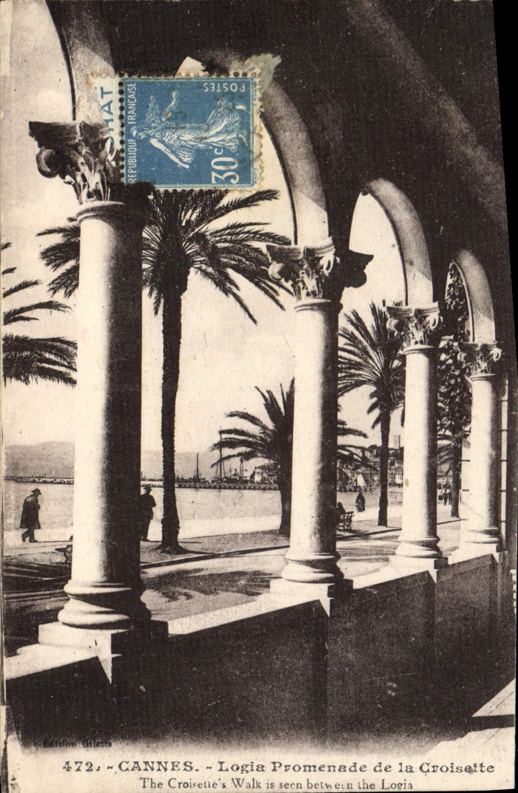 VINTAGE POSTCARD Cannes Logia Walk Of the Small cross