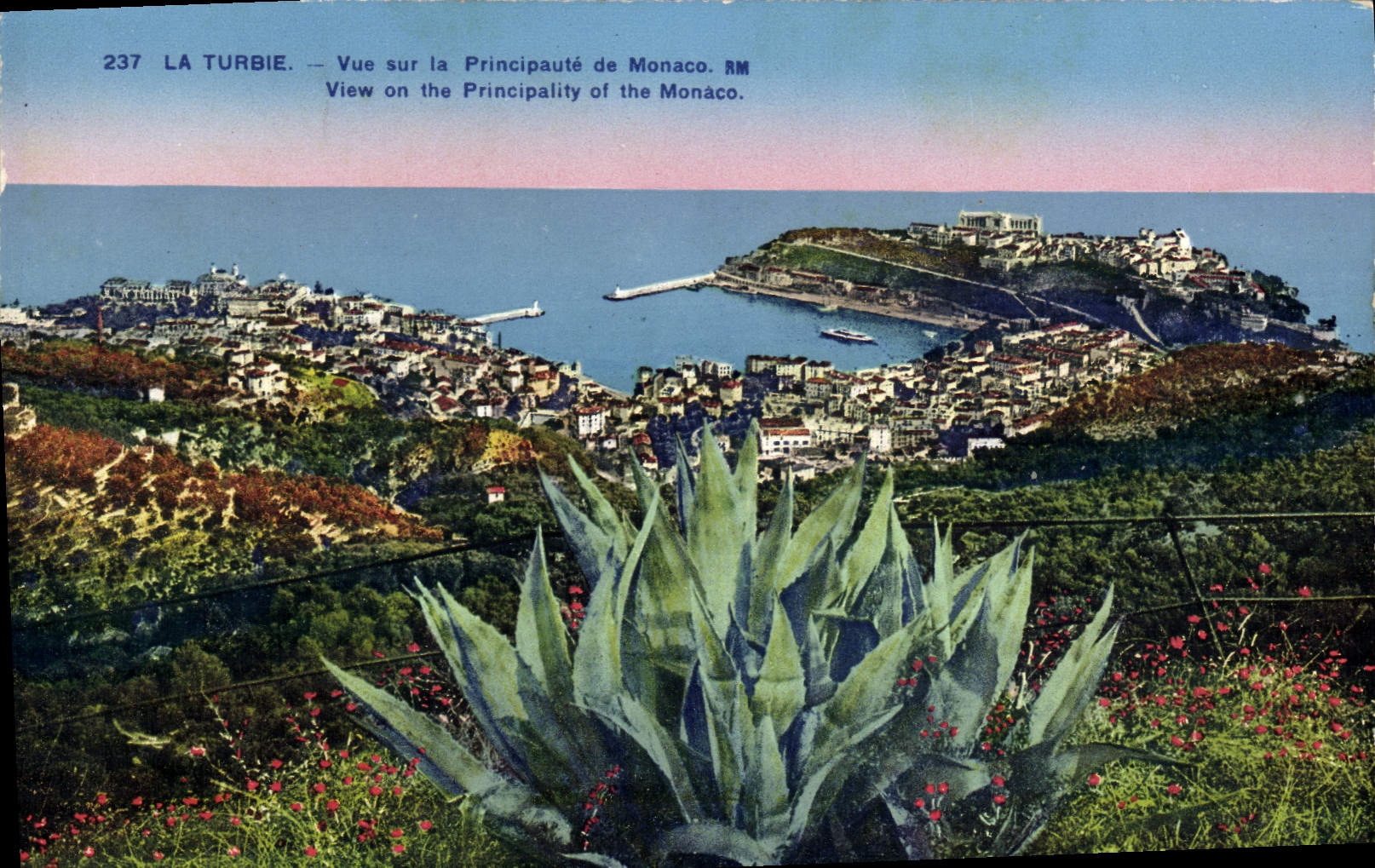 VINTAGE POSTCARD La Turbie Seen On the Principality of Monaco
