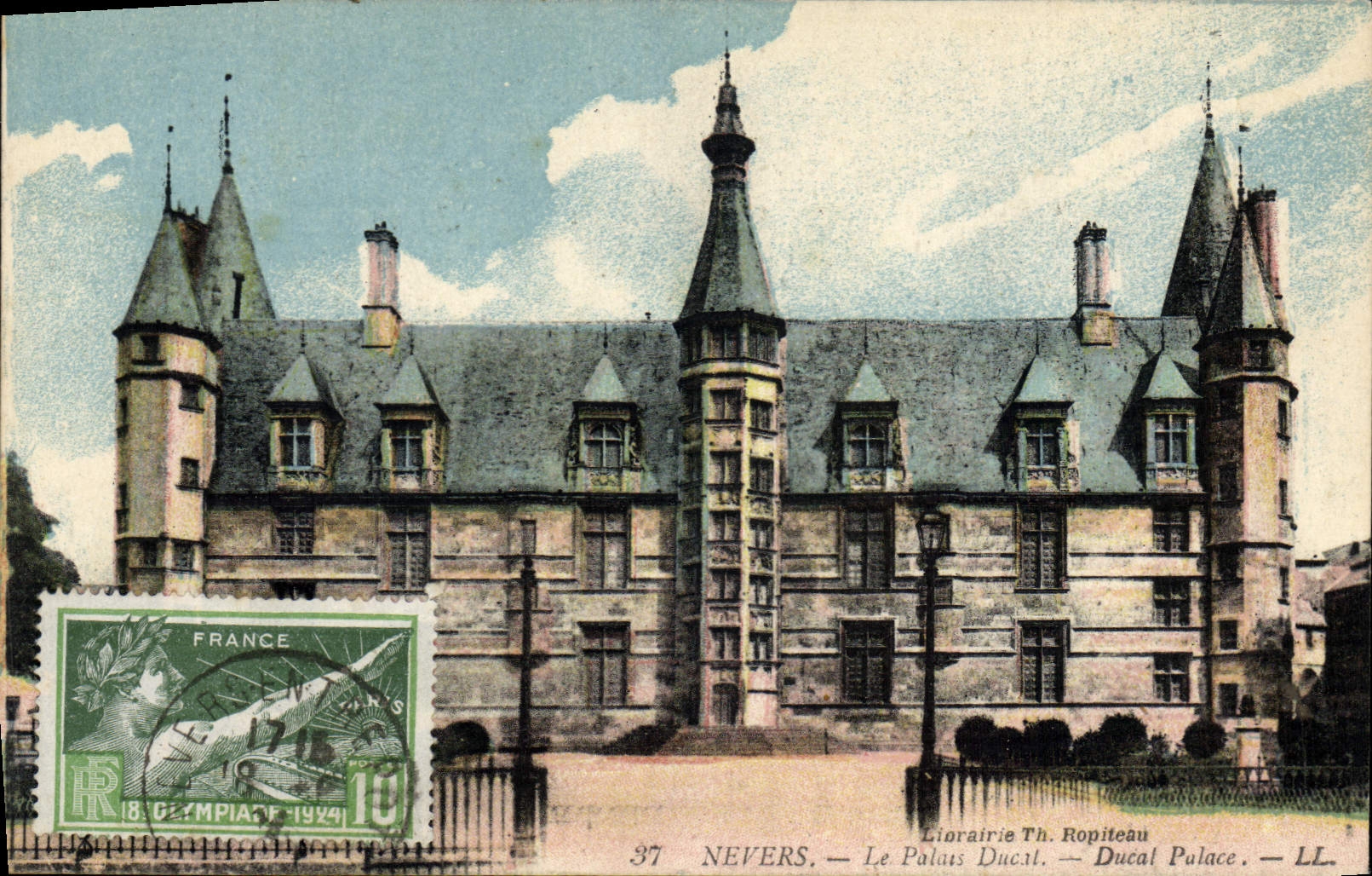 La POSTAL Nevers de la VENDIMIA el paladar ducal estampa los Juegos Olímpicos