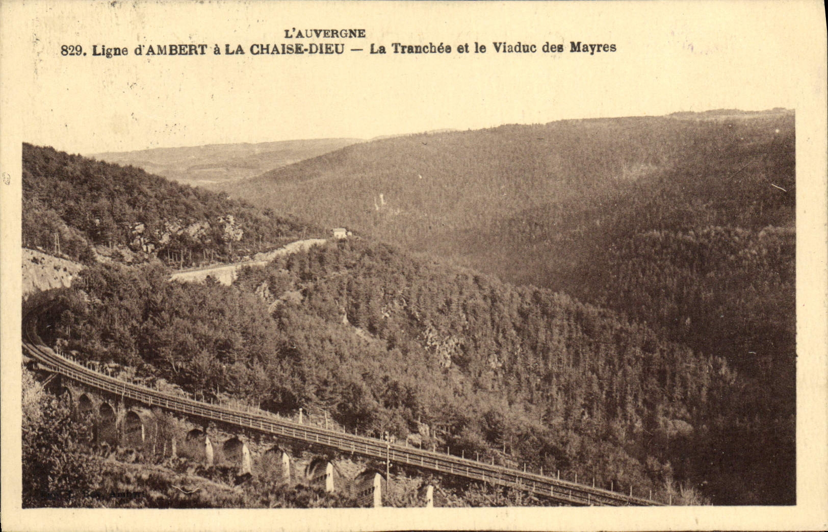 VINTAGE POSTCARD Auvergne Line D' Ambert With the Chair God the Trench And the Viaduct Of Mayres
