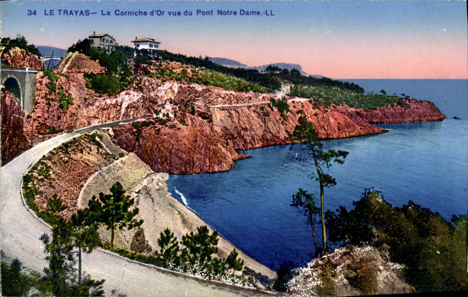 POSTAL Trayas de la VENDIMIA la cornisa del oro vista del puente de Notre Dame