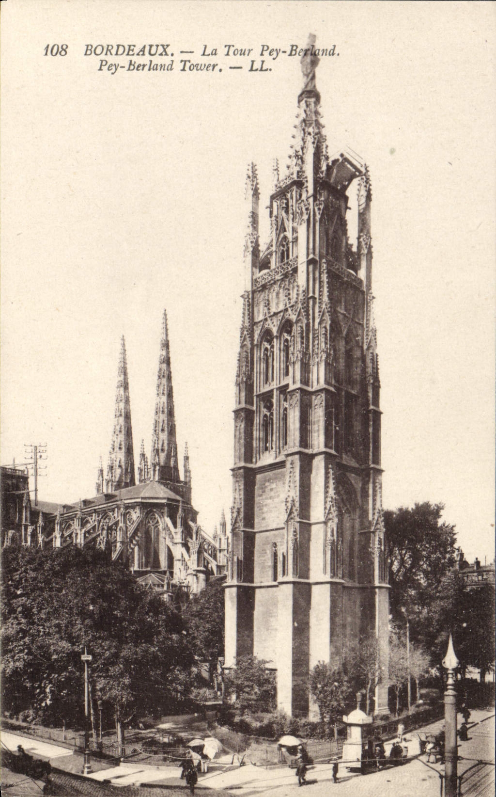 Burdeos de la POSTAL de la VENDIMIA la torre Pey Berland