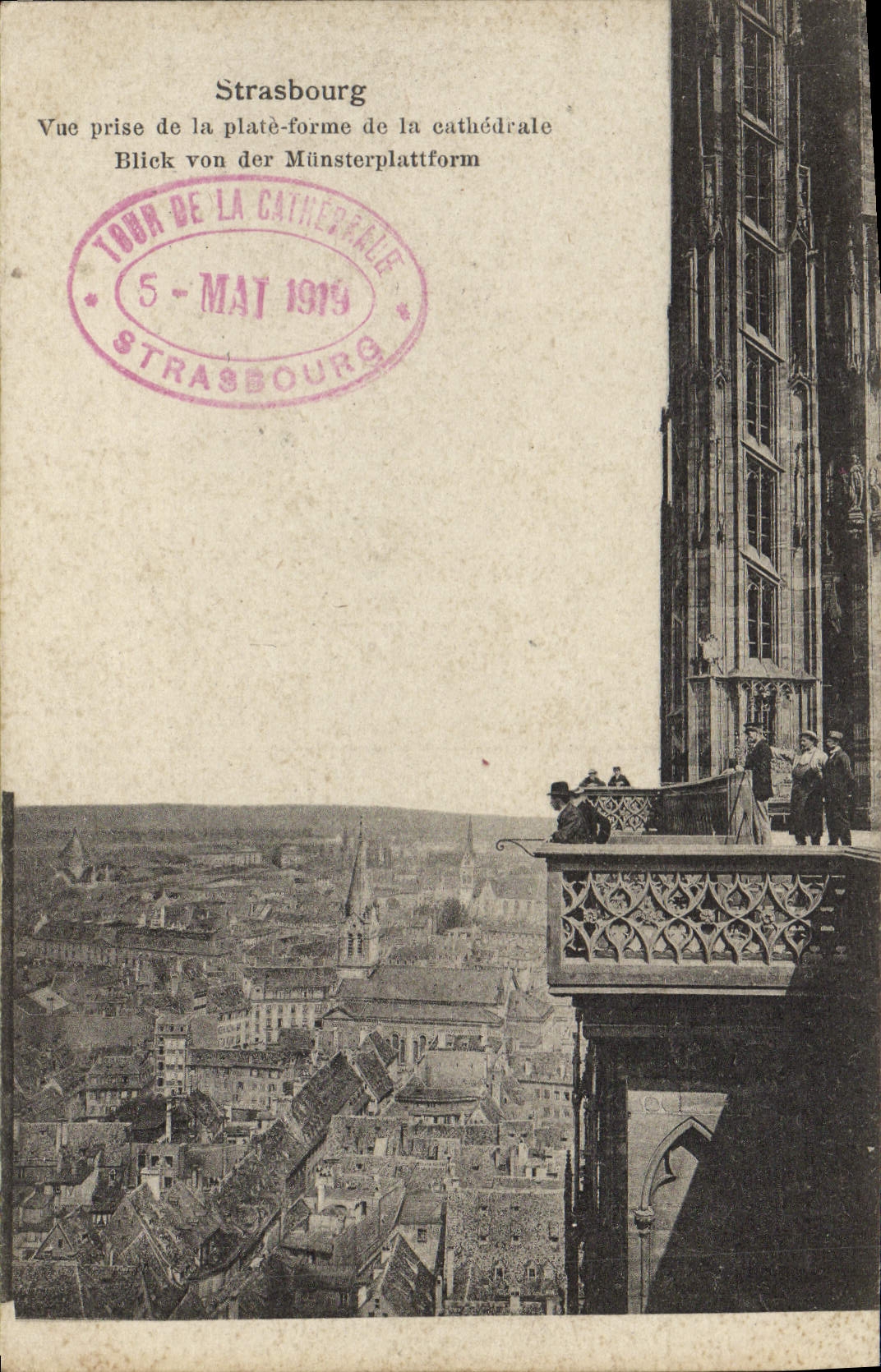 POSTAL Estrasburgo de la VENDIMIA vista de la plataforma de la catedral