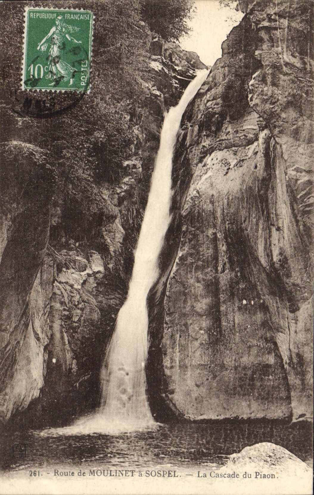 VINTAGE POSTCARD Route Of Winch has Sospel the Cascade Of Pinon