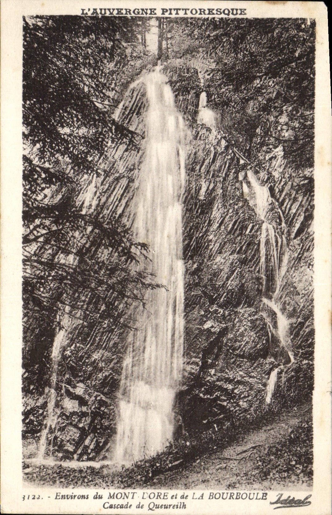 Los alrededores de la POSTAL de la VENDIMIA del montaje doran y de Bourboule Cascade De Queureilh