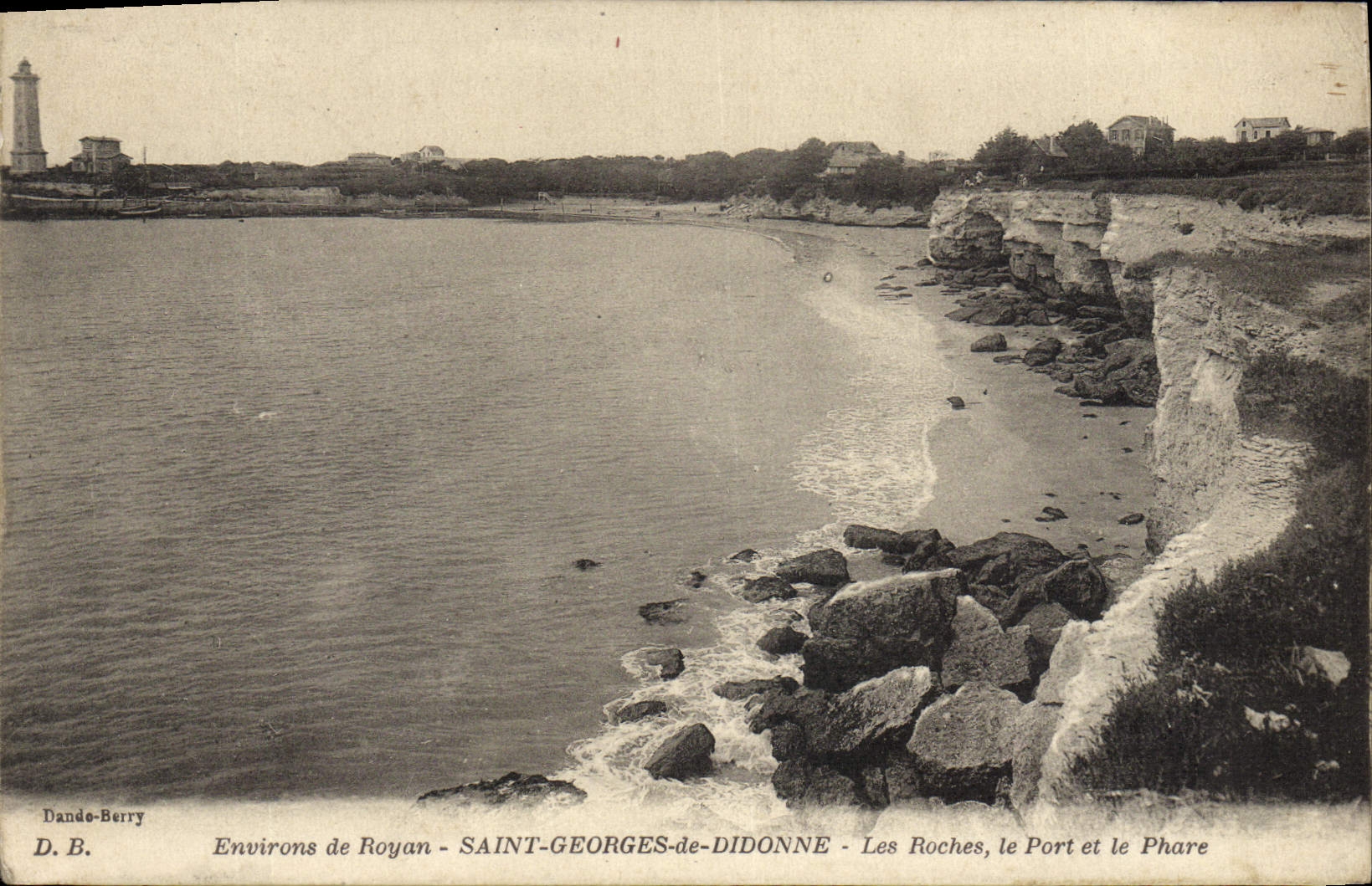 Alrededores de la POSTAL de la VENDIMIA de Royan santo Jorte De Didonne Rocks el puerto y el faro