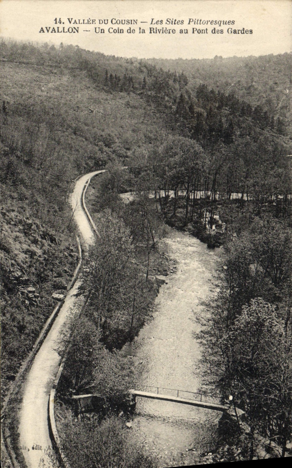 POSTAL Avallon de la VENDIMIA una esquina del río al puente de los protectores