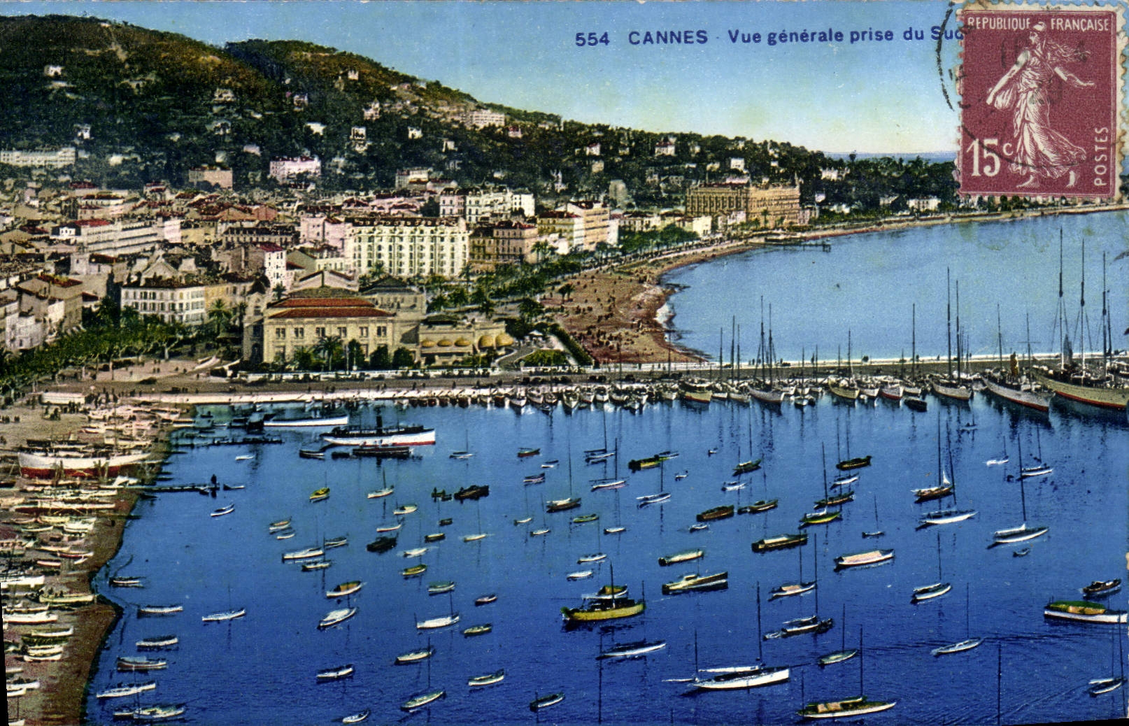 CPA Cannes Vue Generale Prise Du Sud Bateaux