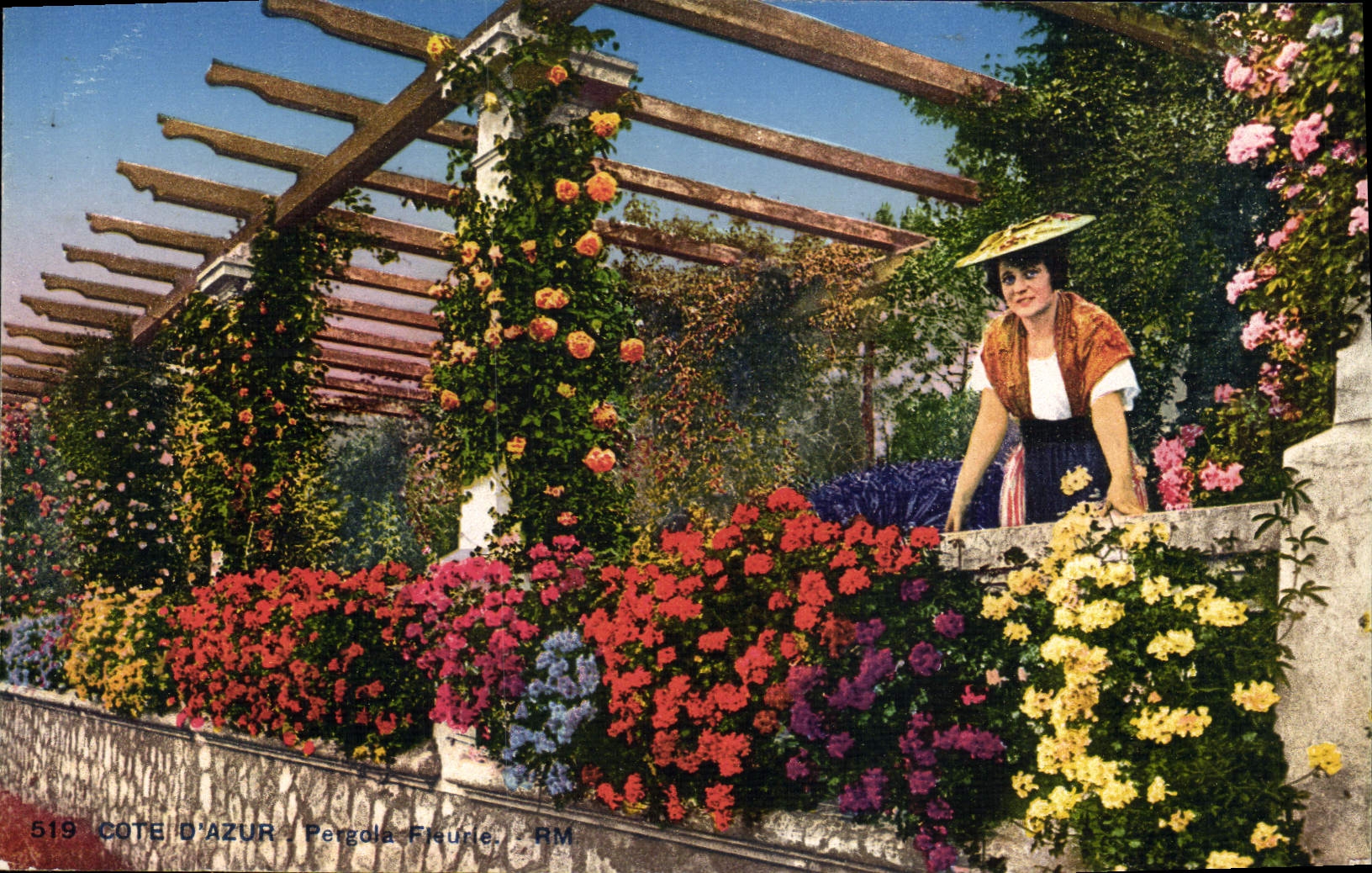 VINTAGE POSTCARD Dimension Of Azure Pergola