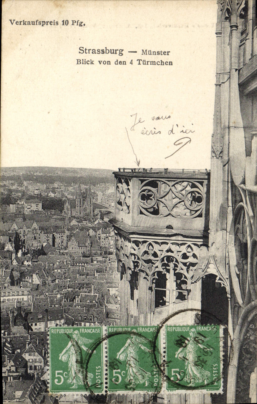 POSTAL Strassburg Munster Blick Von Den Turmchen de la VENDIMIA