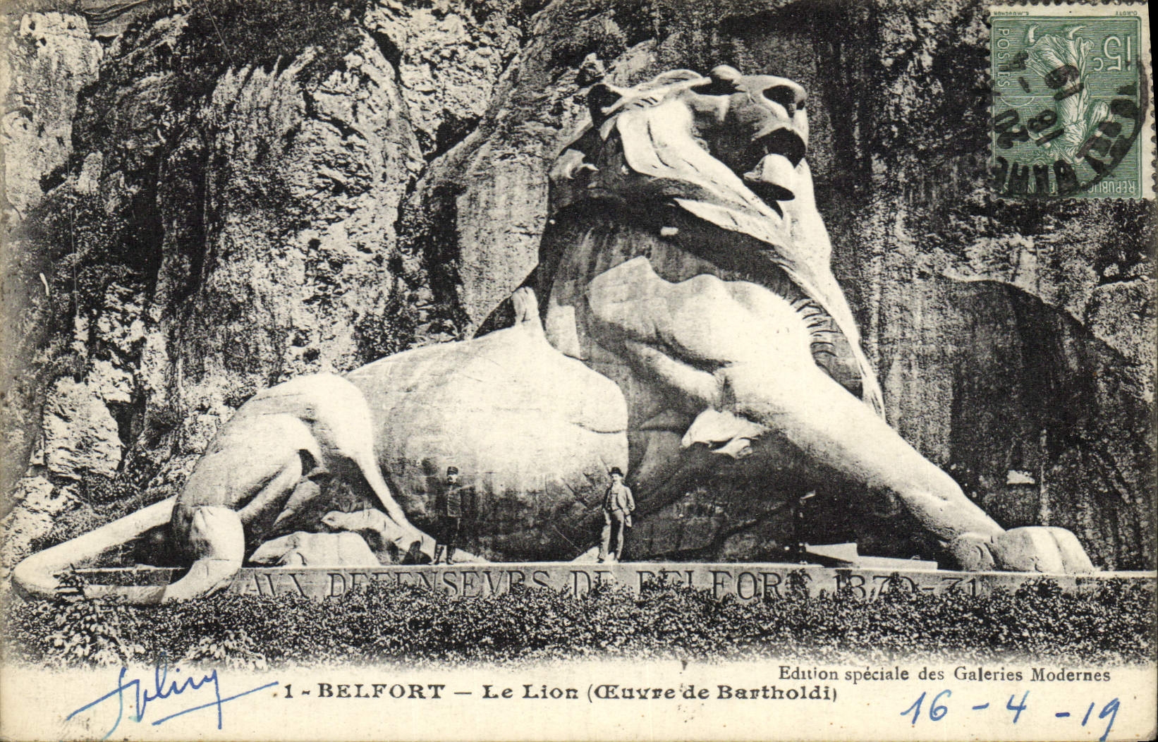 VINTAGE POSTCARD Belfort the Bartholdi Lion