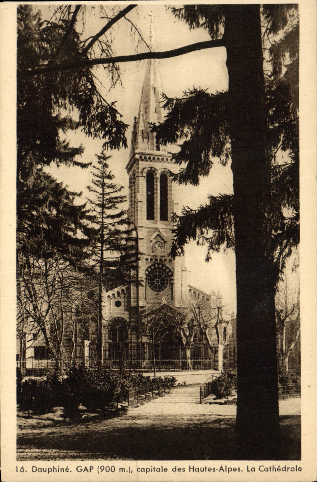 VINTAGE POSTCARD Dauphine Capital Of the High Alps the cathedral