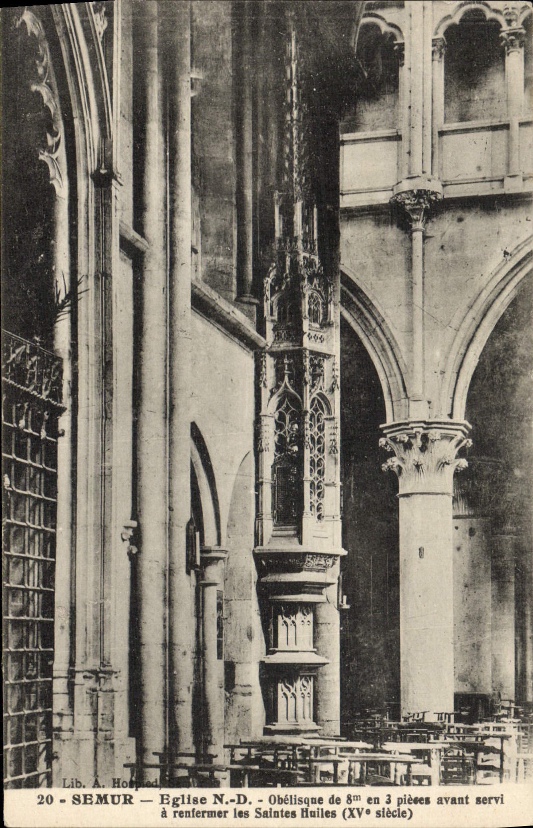 VINTAGE POSTCARD Semur Apse De I' Eglise Notre Dame Obelisk