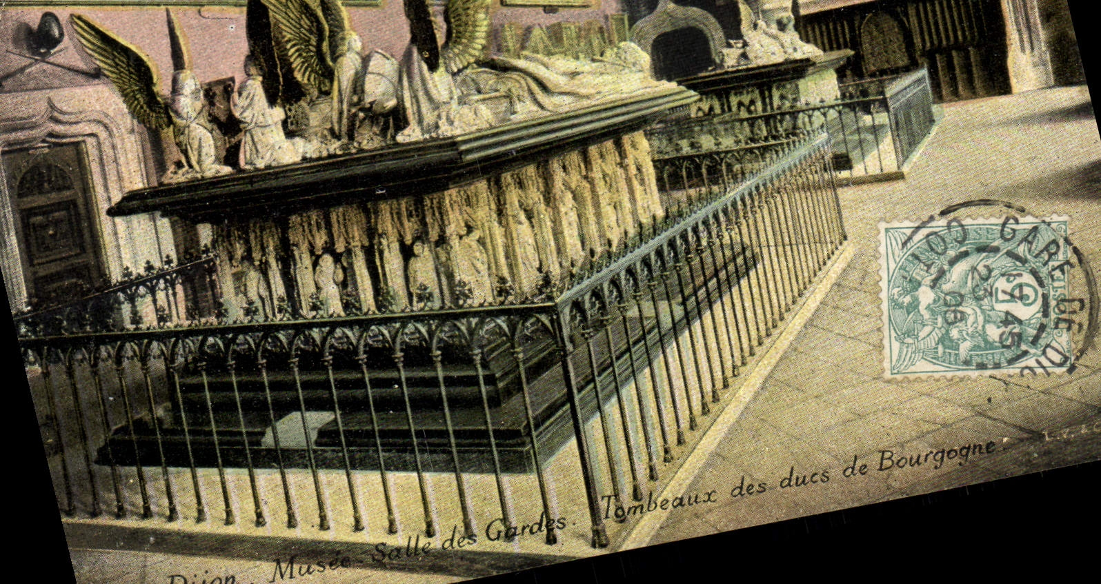 VINTAGE POSTCARD Dijon Museum Room Of the Tpmbeaux Guards Of the Dukes Of Burgundy