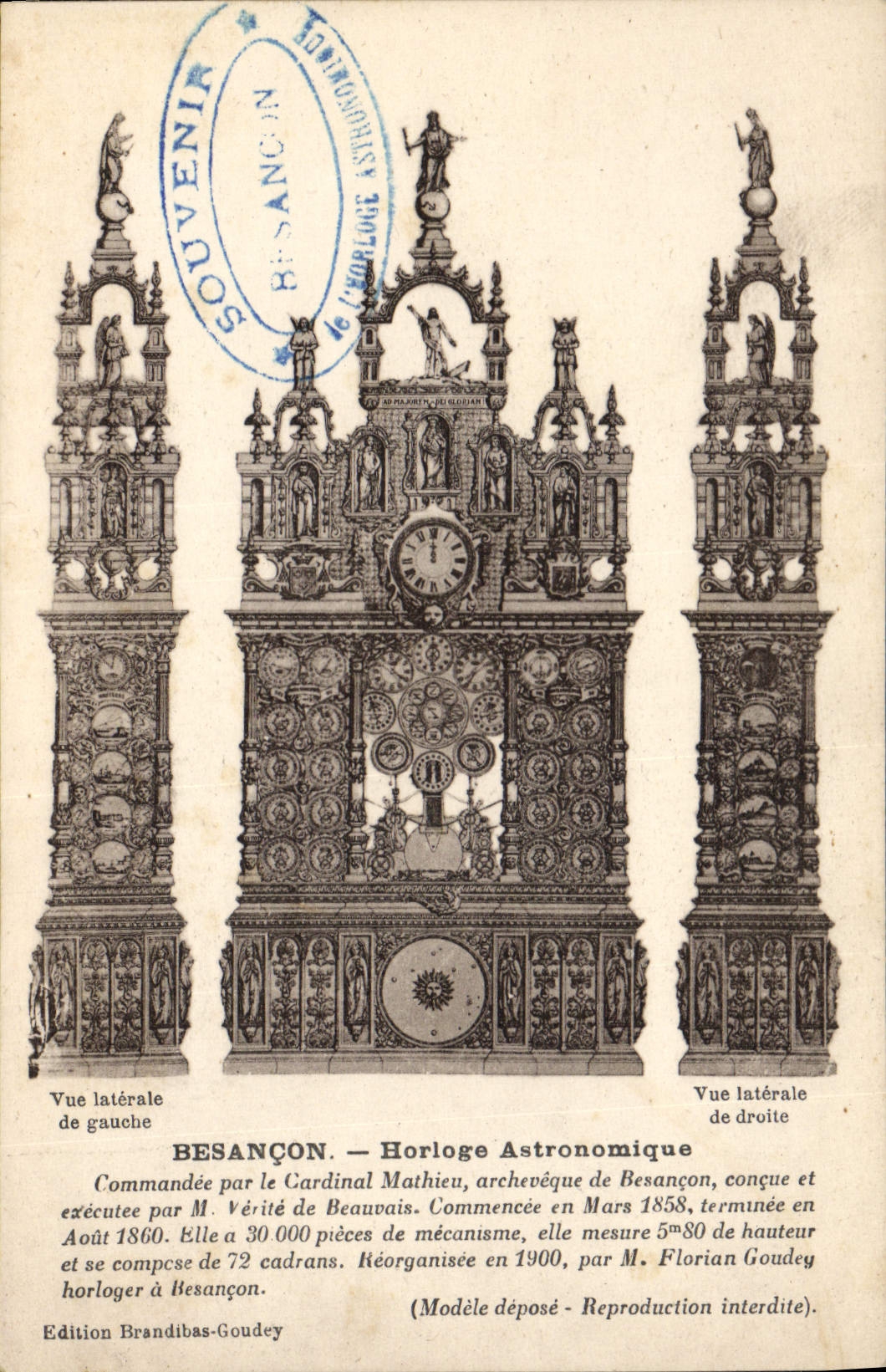 Reloj astronómico de Besanzón de la POSTAL de la VENDIMIA