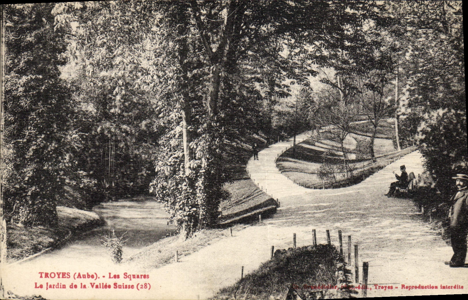 VINTAGE POSTCARD Troyes Public gardens the Garden Of the Swiss Valley