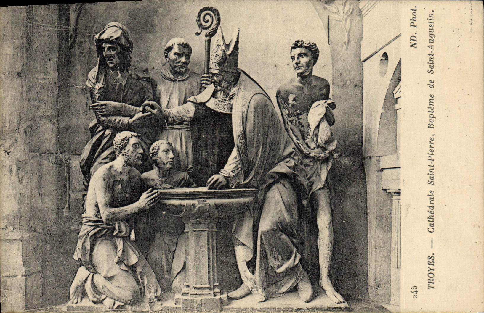 VINTAGE POSTCARD Troyes Cathedral Saint Pierre Bapleme De Saint Augustin