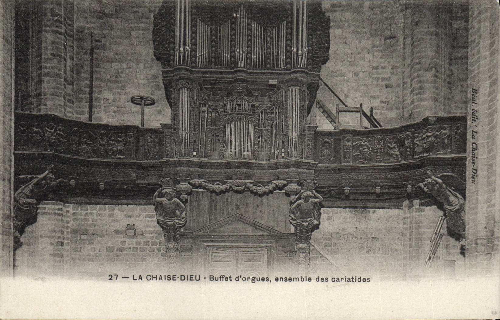 VINTAGE POSTCARD the Chair God Organ case Together Of the Caryatids