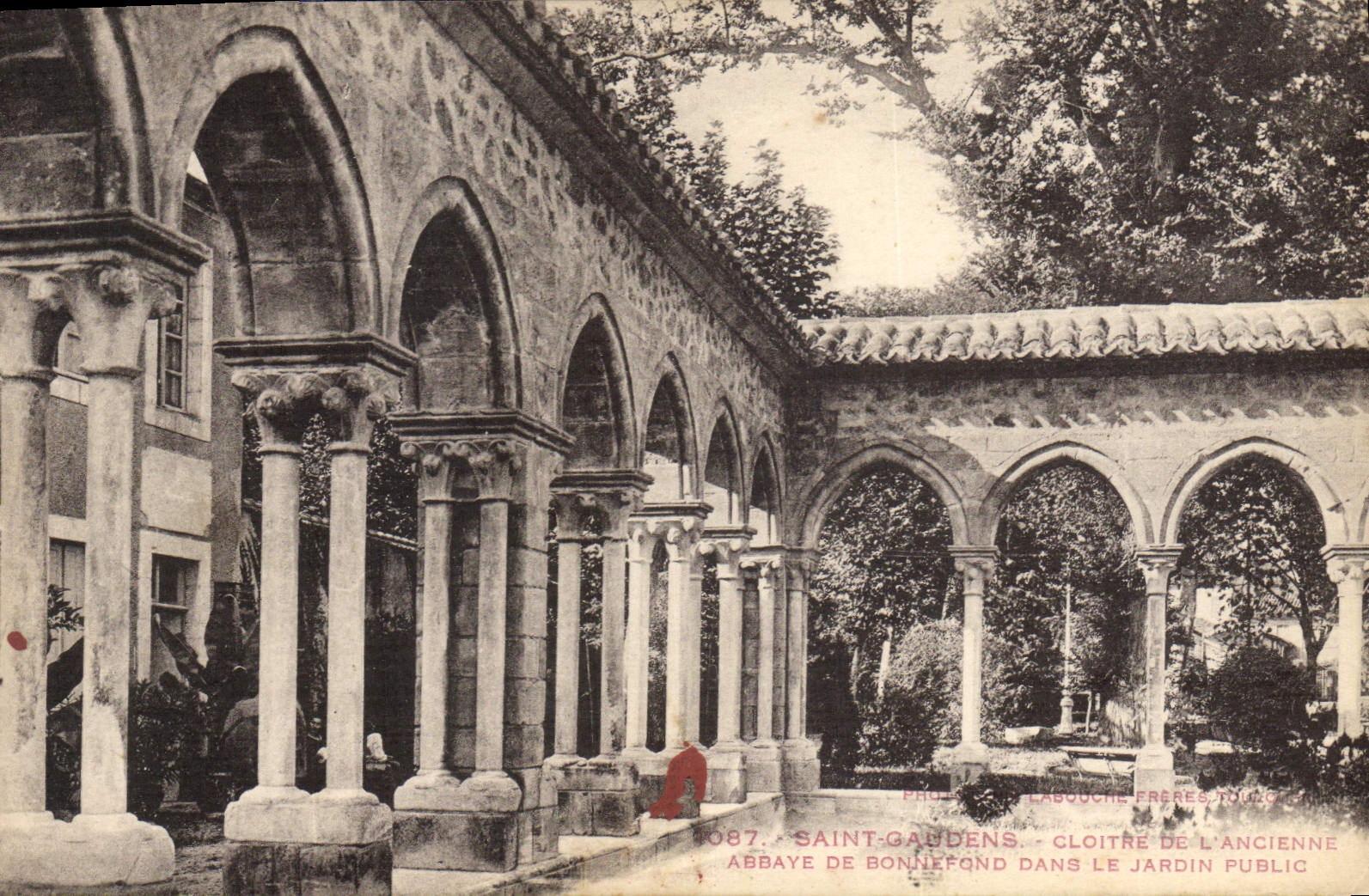VINTAGE POSTCARD Holy Gaudens Cloister of the old abbey of Bonnefond in the public garden