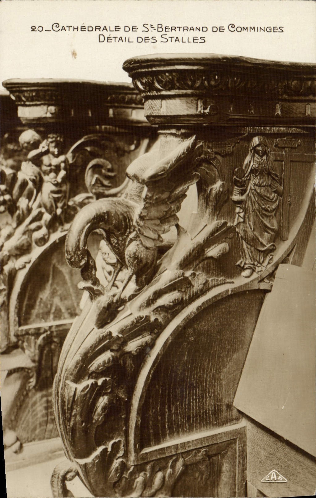 VINTAGE POSTCARD Holy Bertrand De Comminges Cathedral Detail of the stalls