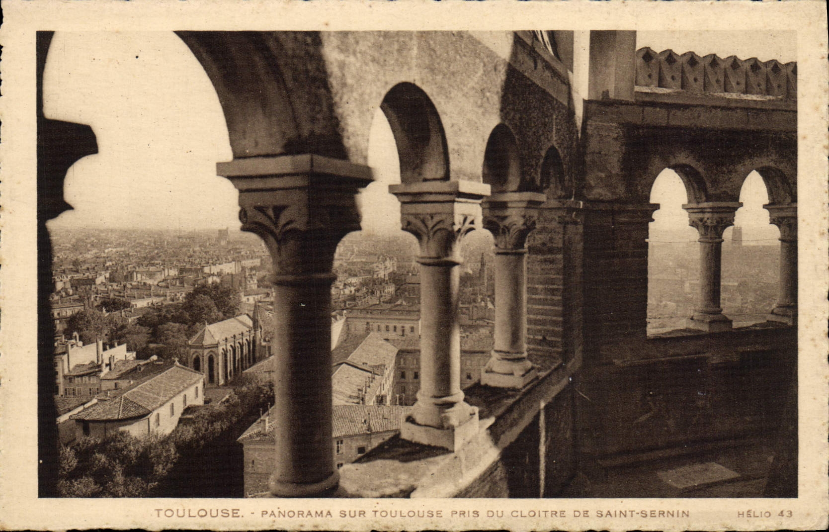 VINTAGE POSTCARD Toulouse Panorama On Toulouse taken of the Holy cloister Sernin