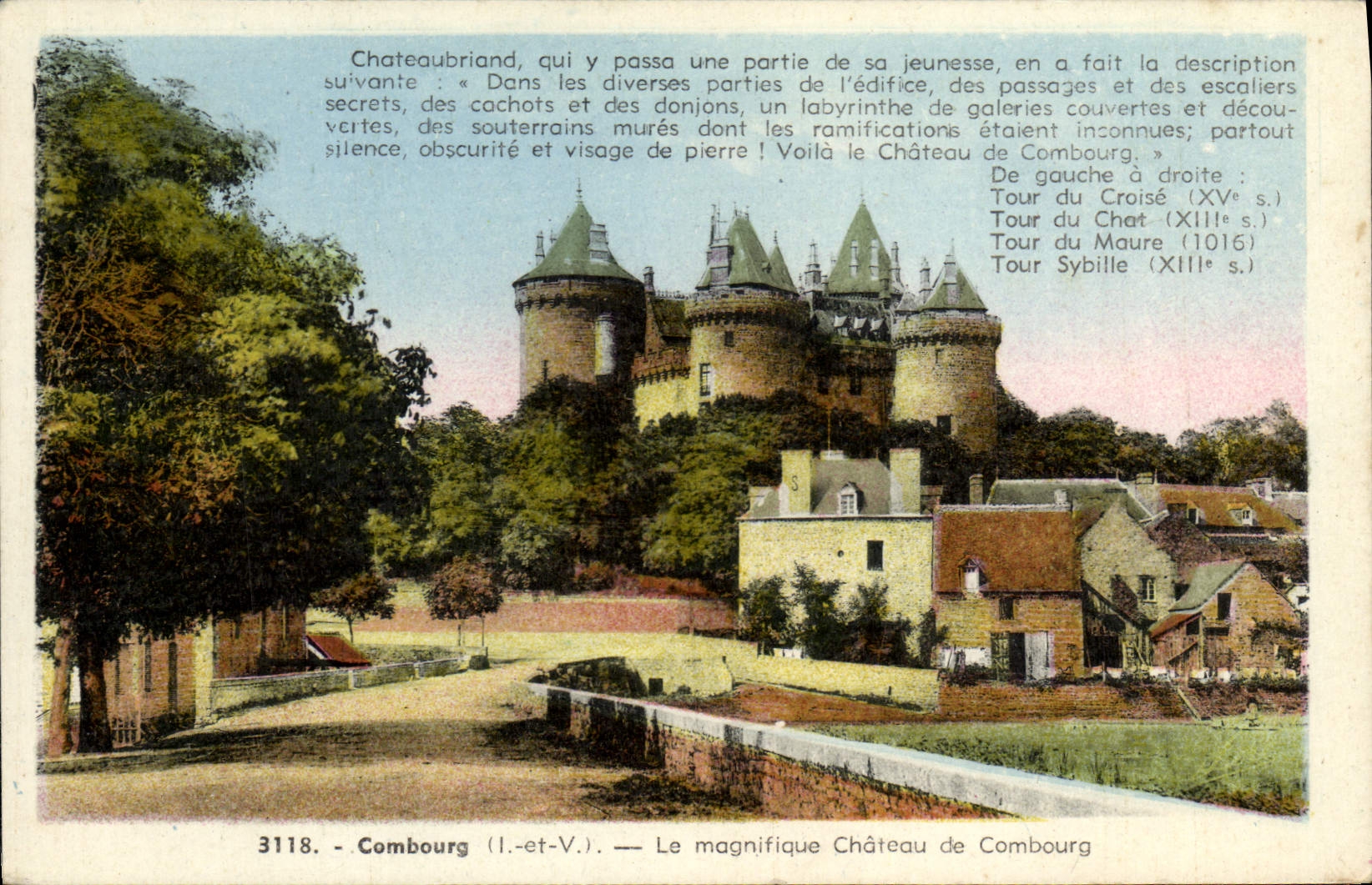 VINTAGE POSTCARD Combourg the Splendid Castle