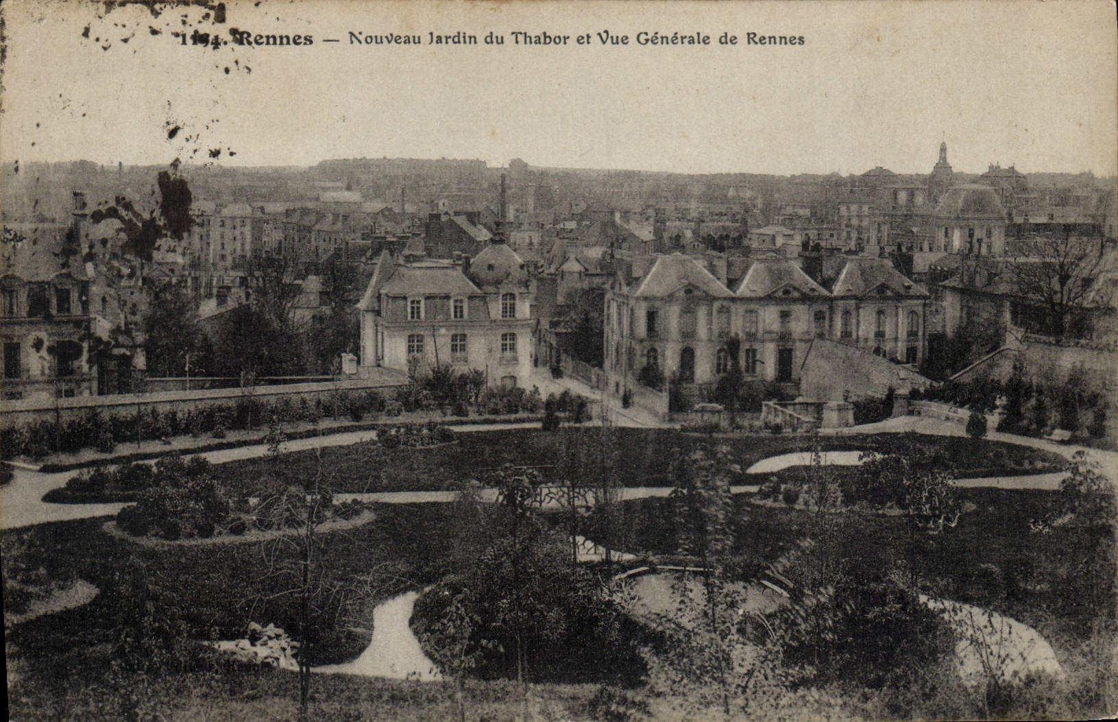 CPA Rennes Nouveau Jardin du Thabor et Vue Generale de Rennes