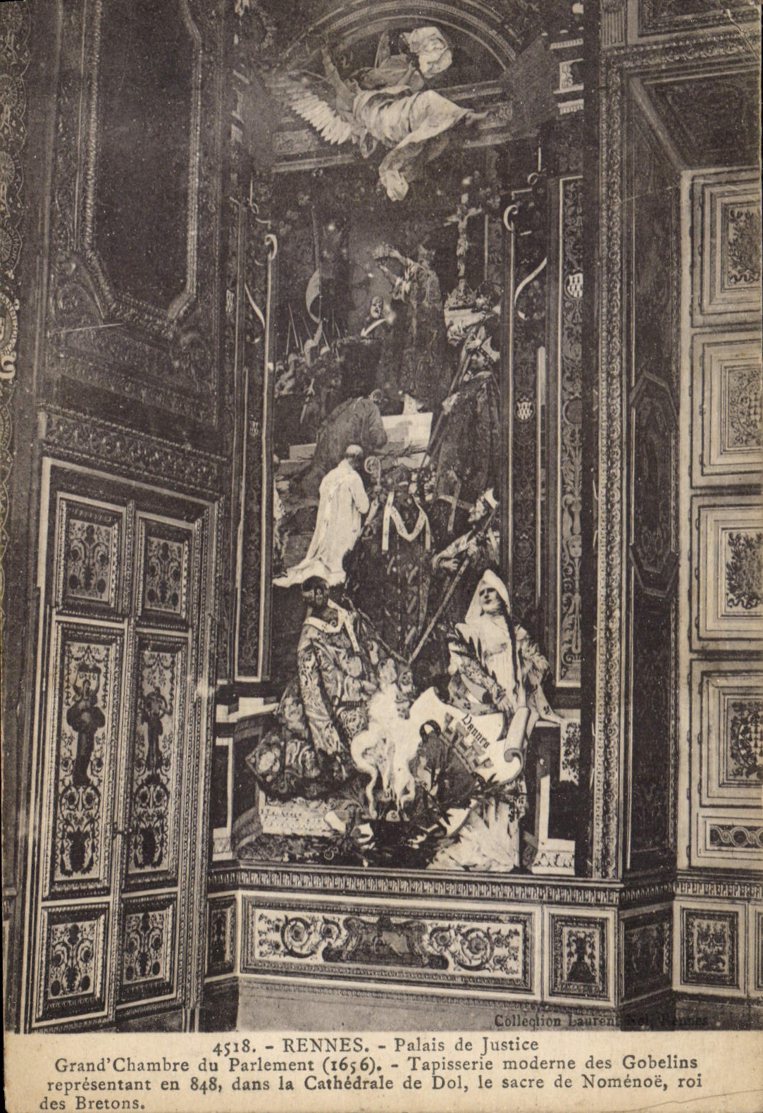 VINTAGE POSTCARD Rennes Large Law courts Room of the modern Parliament Tapestry of the Goblins