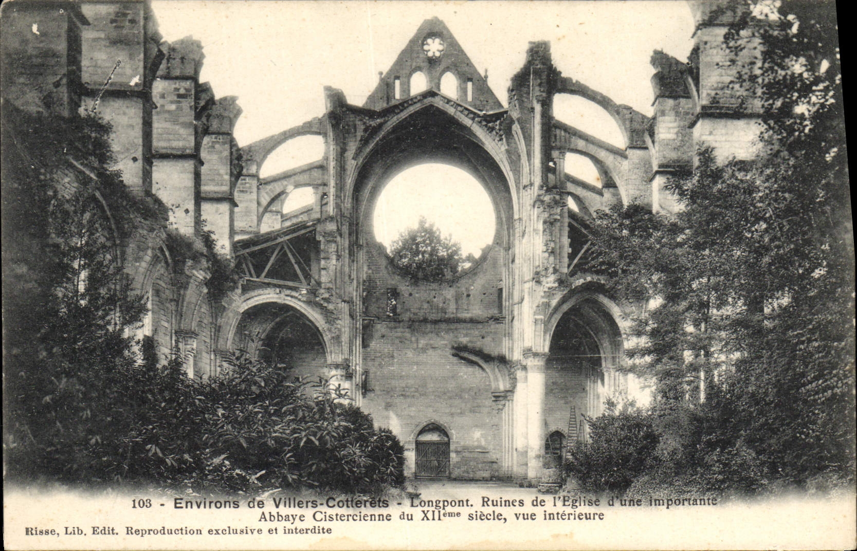 VINTAGE POSTCARD Surroundings of Villers Cotierets Longpont Ruins of the church Cistercian abbey