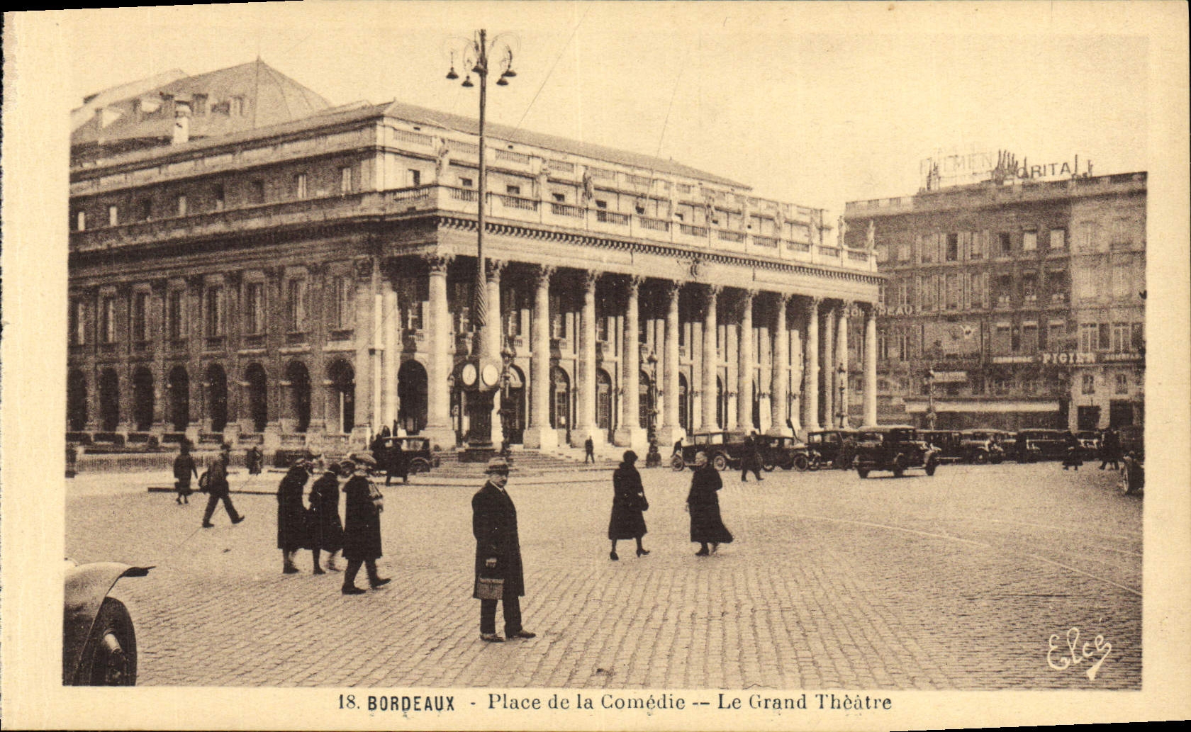 Burdeos de la POSTAL de la VENDIMIA pone comedia el teatro grande
