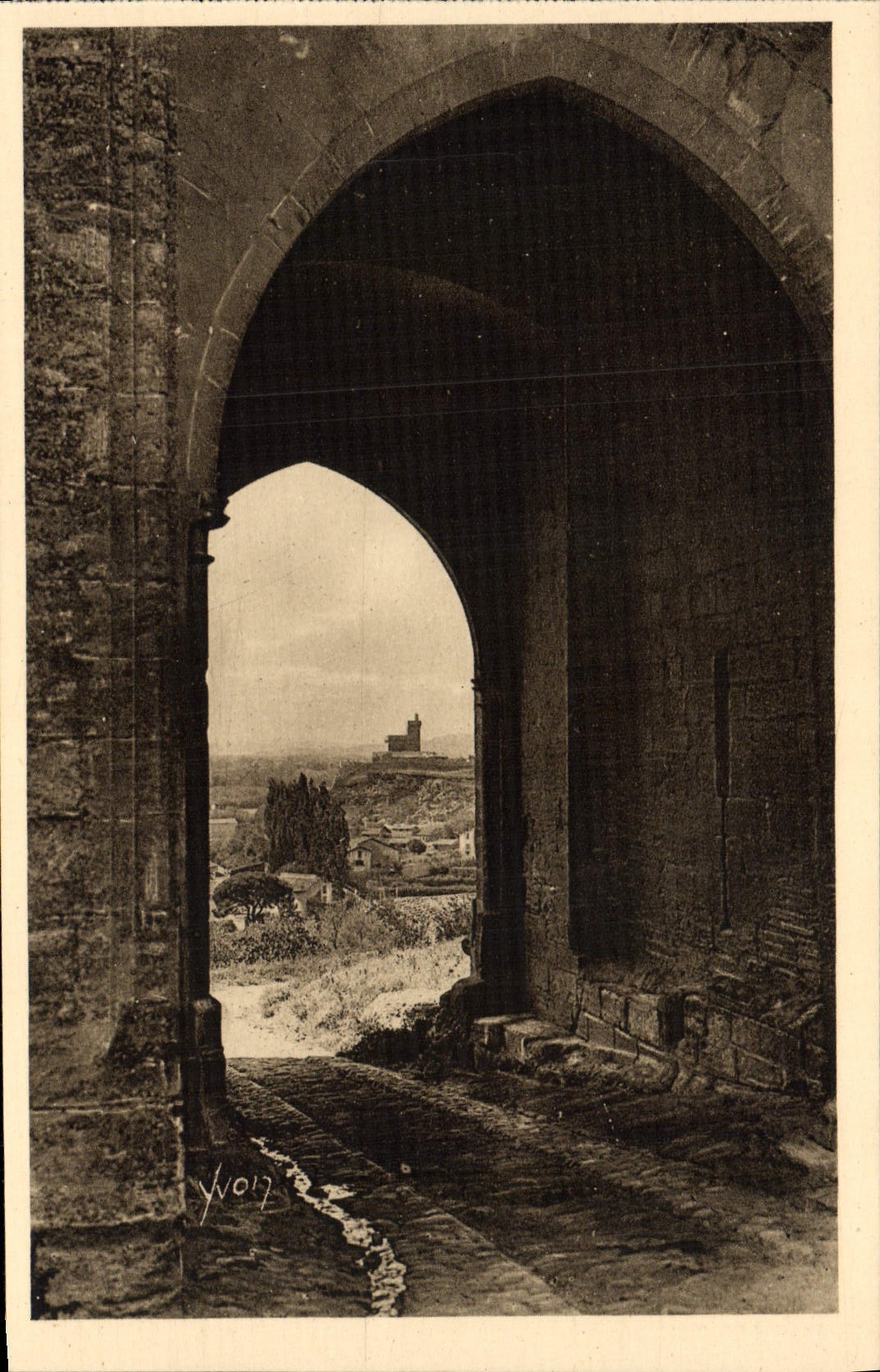 VINTAGE POSTCARD Main door of the castle of Villeneuve Avignon In the content the Philippe Tower the Beautiful one