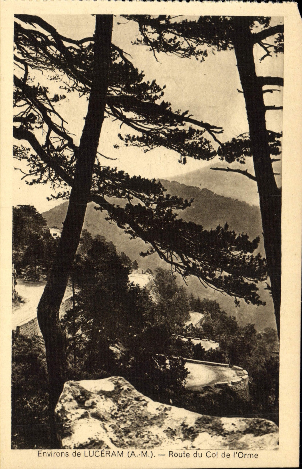 VINTAGE POSTCARD Surroundings of Luceram Road of the Collar of the Elm