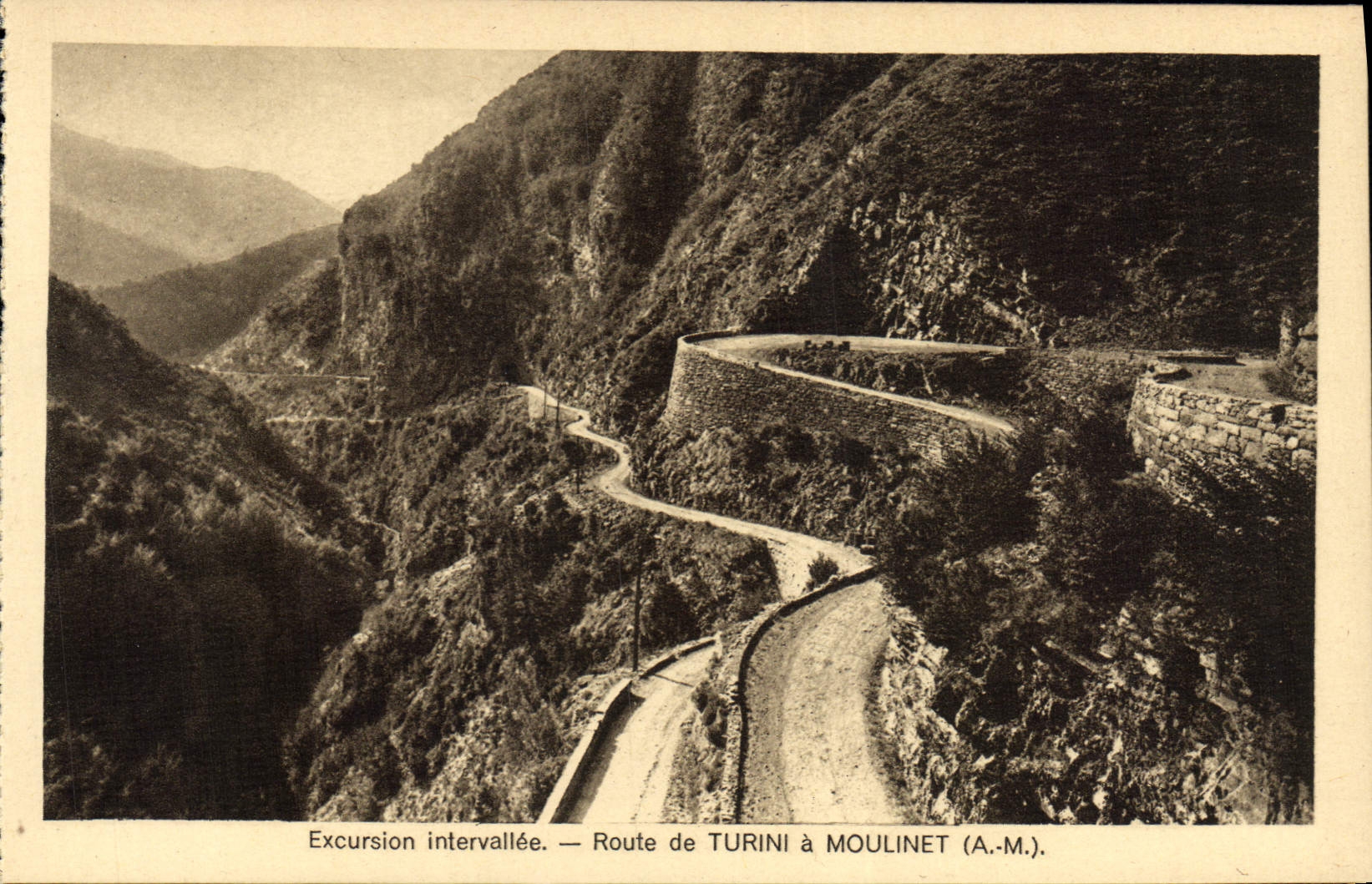 VINTAGE POSTCARD Excursion Intervallee Route of Turini has Moulinet