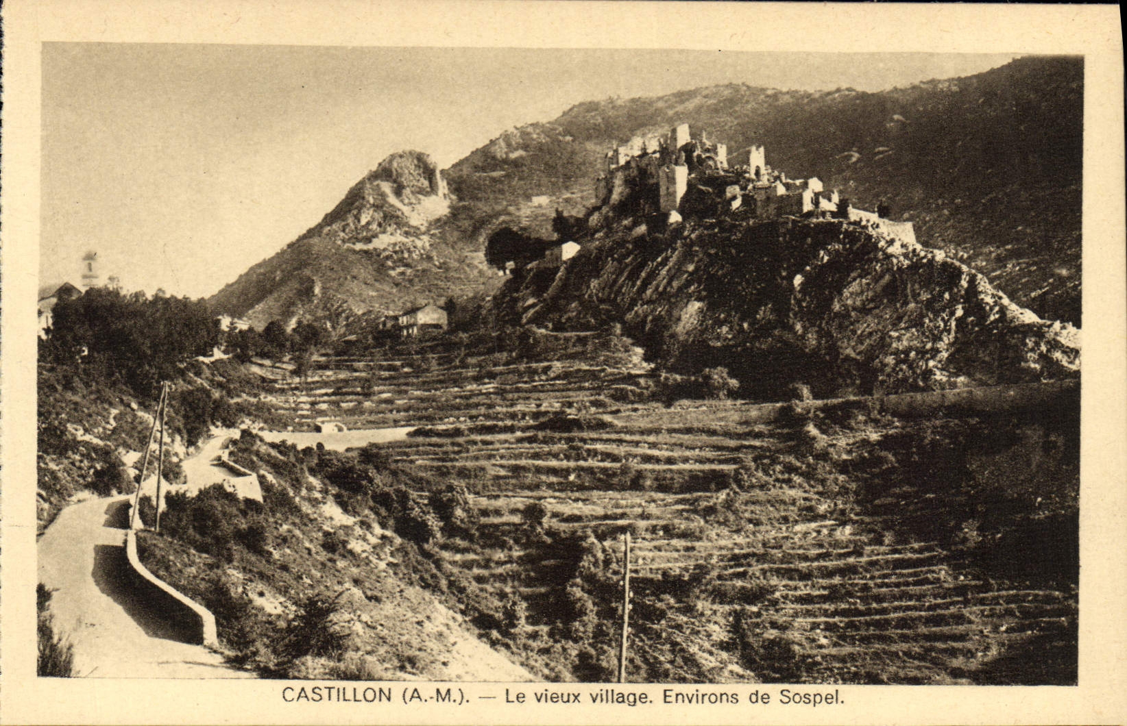 VINTAGE POSTCARD Castillon the Old Village Surroundings of Sospel