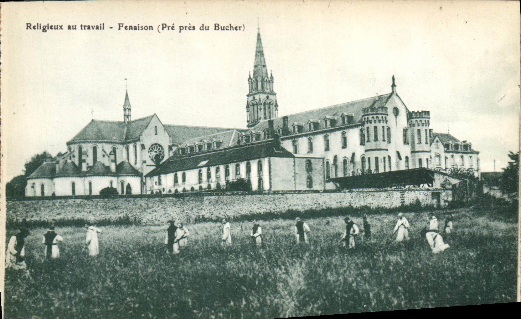 La abadía de la POSTAL de la VENDIMIA del monje grande de la puerta de trampa para trabajar pre cierre del Haymaking desbaste-lo corta