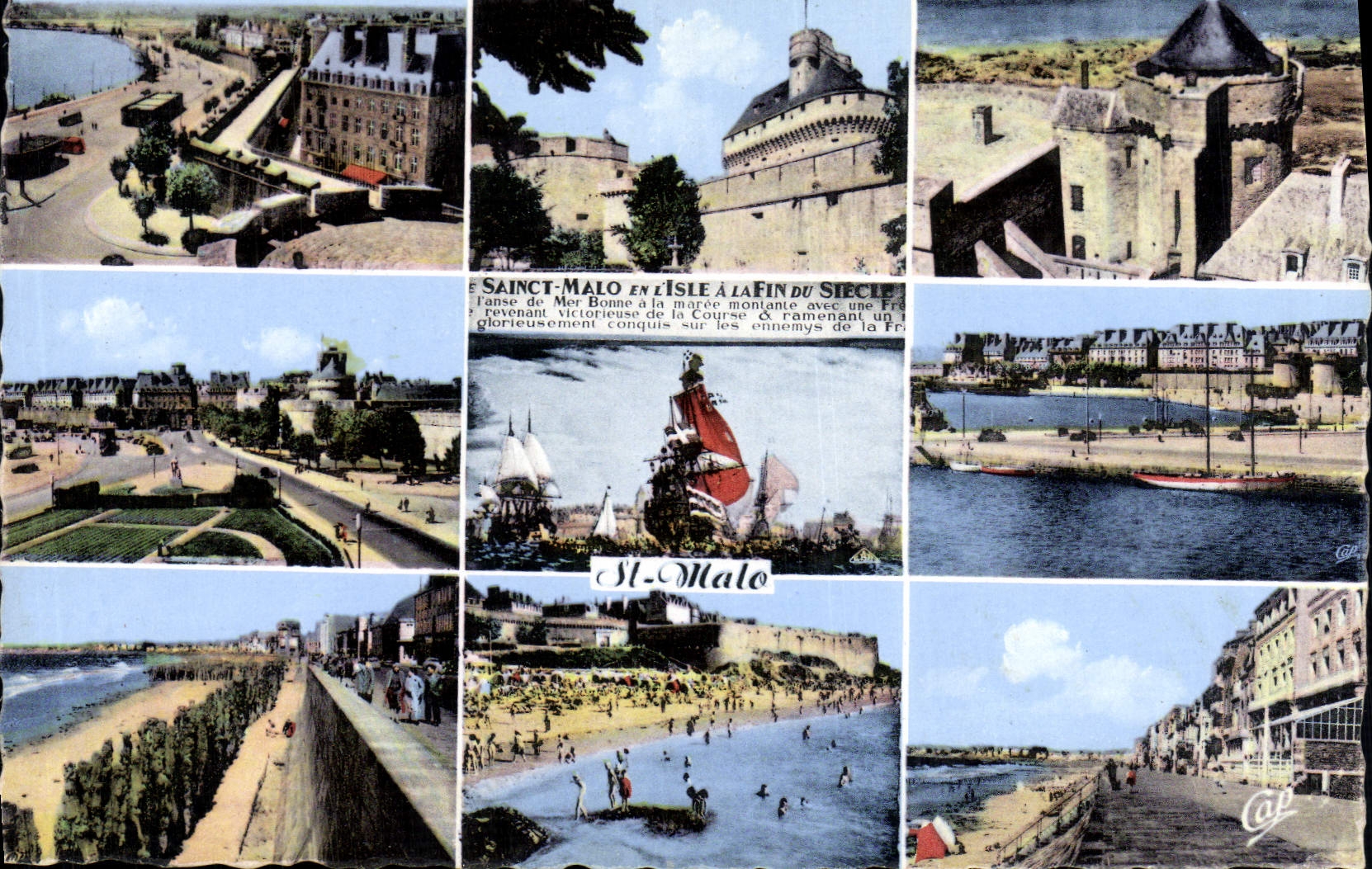 MODERN CARD St Malo walls the castle the small keep Basins Furrow