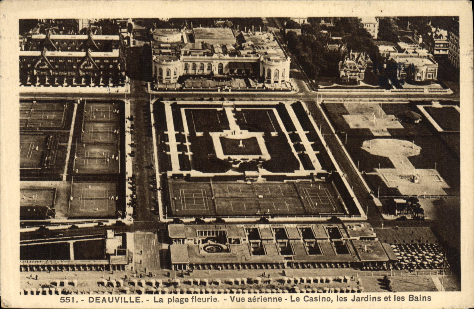 La POSTAL Deauville de la VENDIMIA el aire visto playa florecido el casino cultiva un huerto y los baños