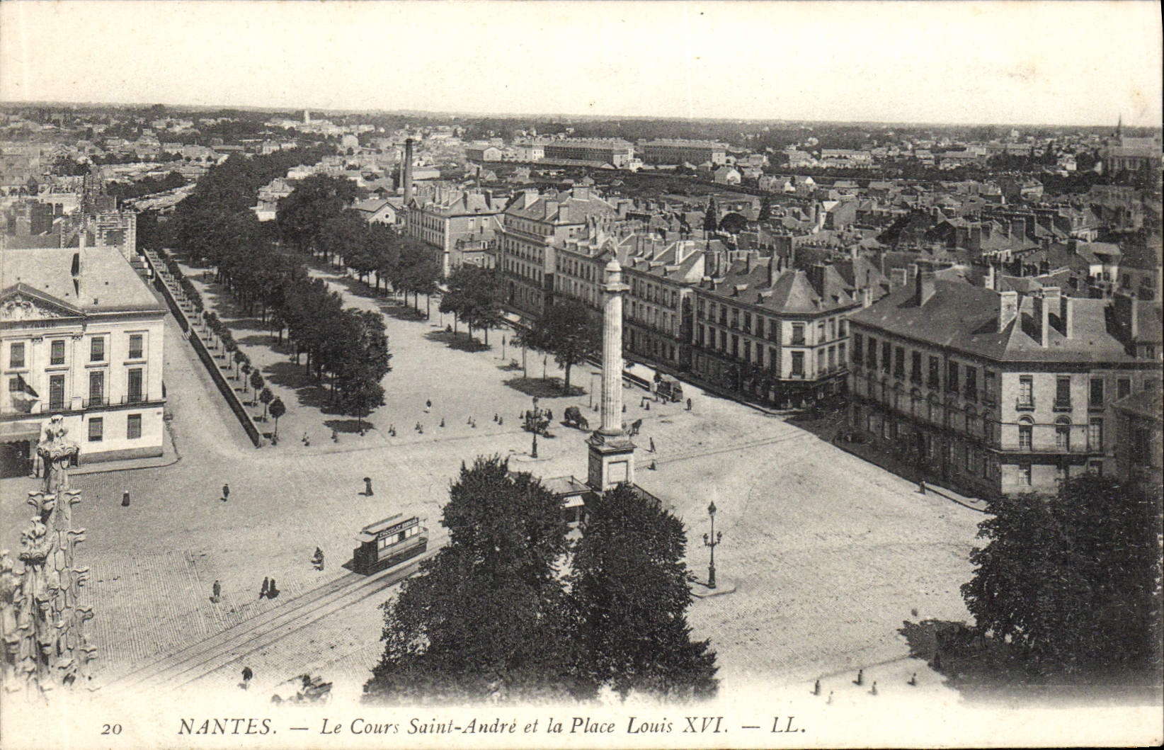 VINTAGE POSTCARD Nantes the Holy Course Andre and the Place Louis XVI