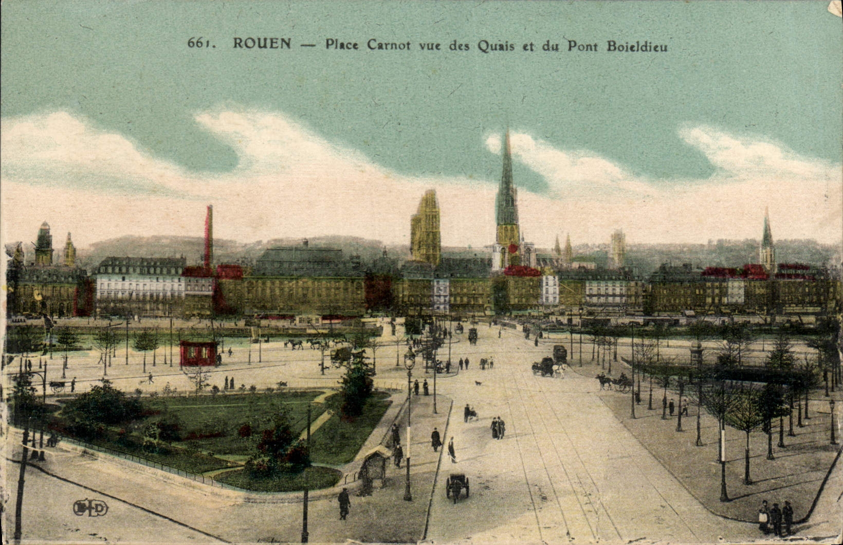 CPA Rouen Place Carnot Vue Quais et du Pont Boieldieu