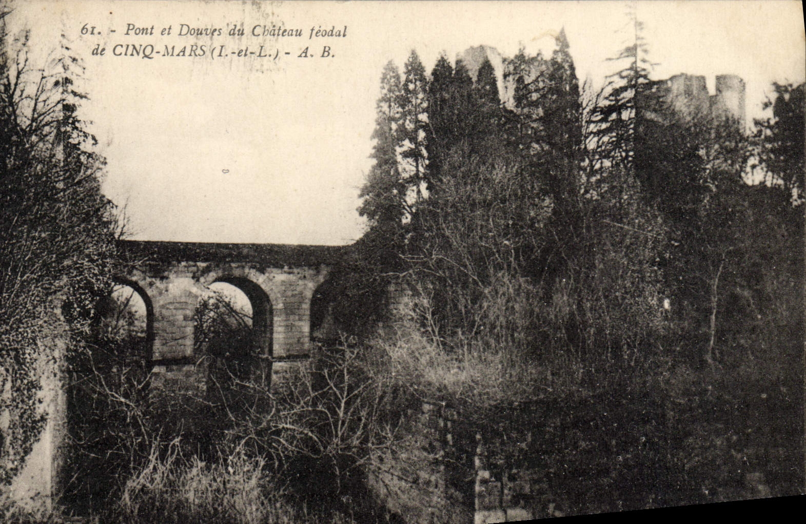 VINTAGE POSTCARD Bridge and Ditches of Five Mars the Feudal Castle