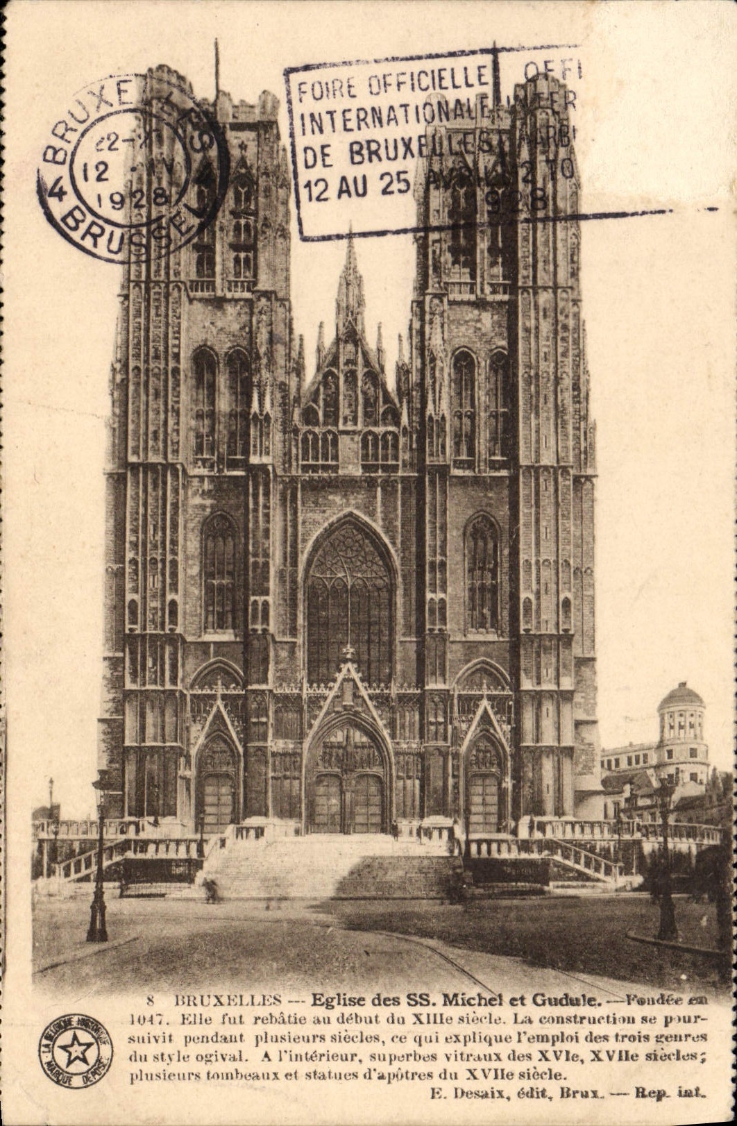 VINTAGE POSTCARD Brussels Church of the S Michel and Gudule