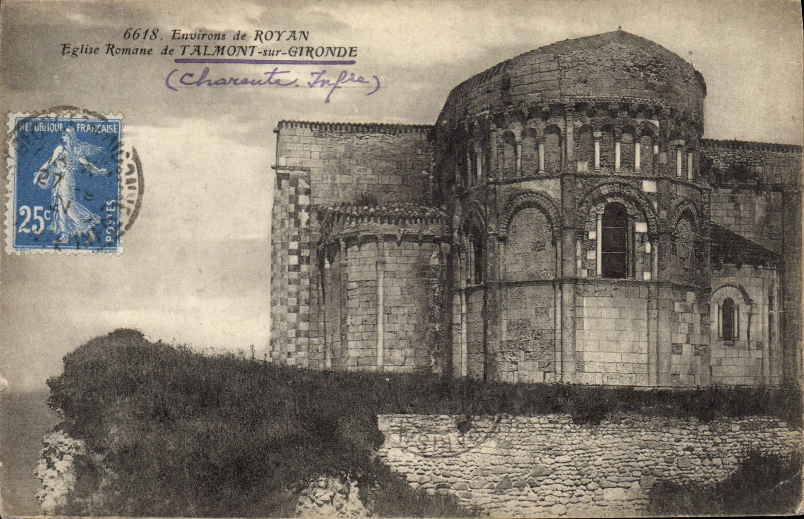 VINTAGE POSTCARD Surroundings of Royan Romance Church of Talmont on the Gironde