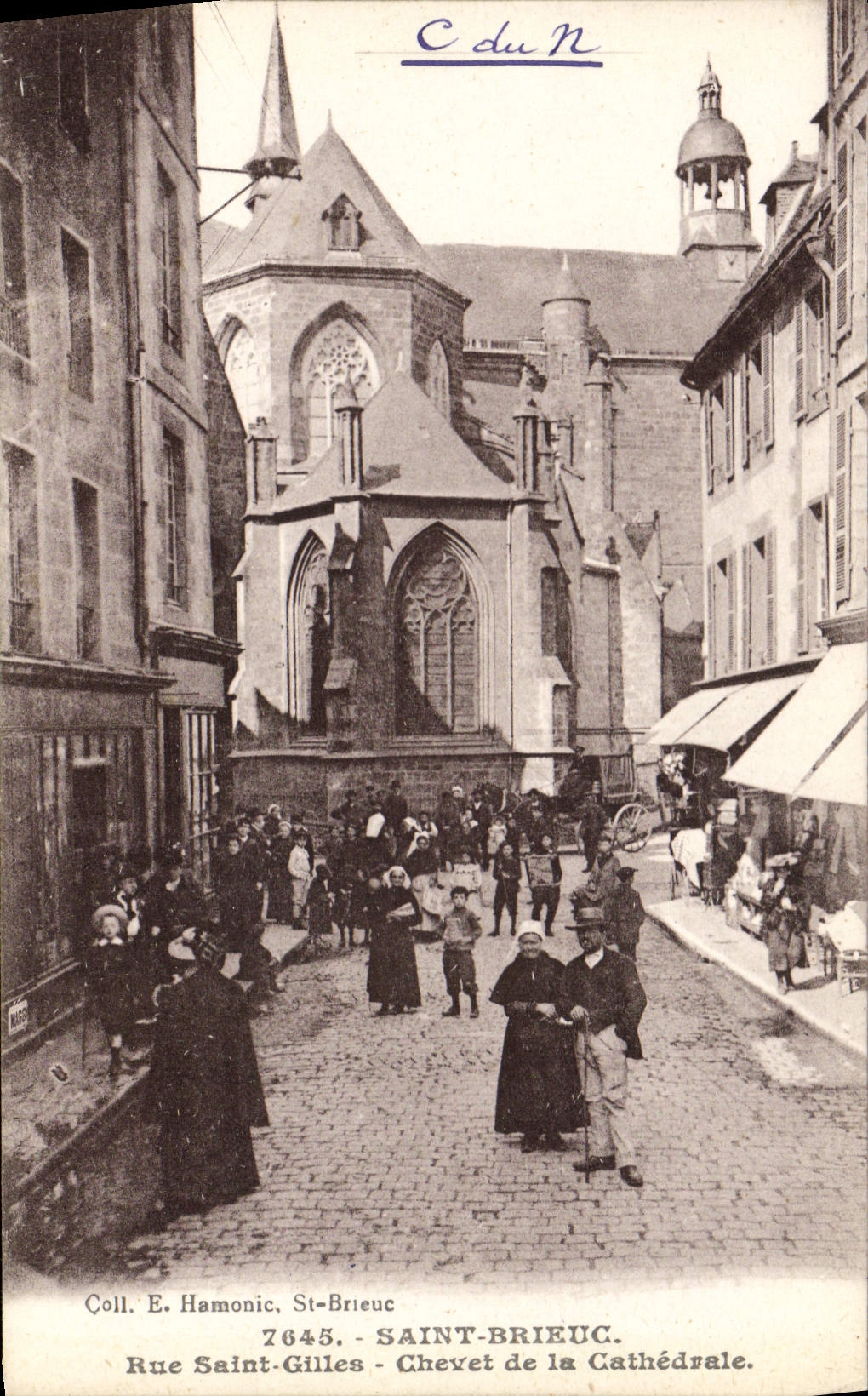 VINTAGE POSTCARD Holy Brieuc Street Saint Gilles Bedside of the Cathedral