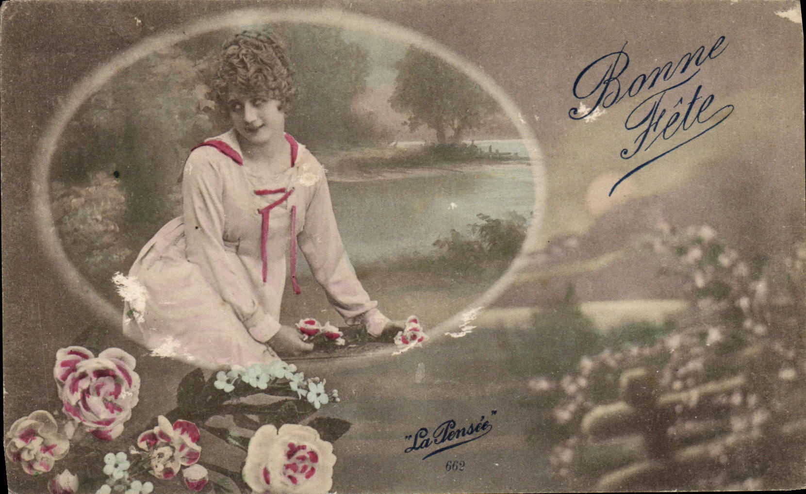 VINTAGE POSTCARD Good Festival Woman