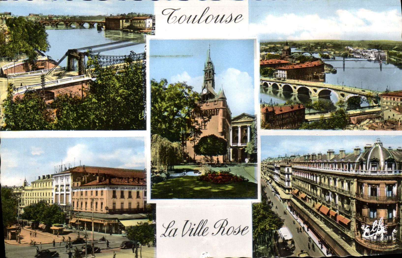 MODERN CARD Toulouse the City Pink Bridge St Pierre and New Pont View on the Garonne Places Roosevelt the Street of Alsace