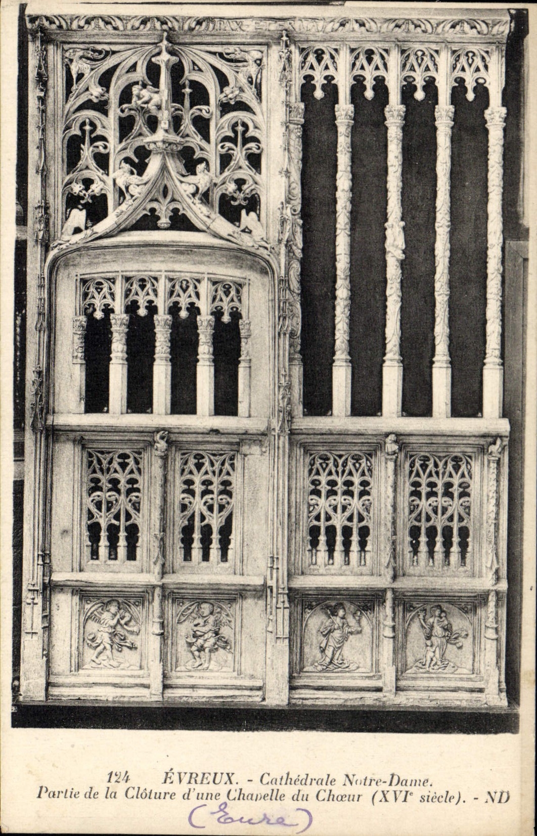VINTAGE POSTCARD Evreux Notre Dame Cathedral Left the Fence of a vault of the chorus