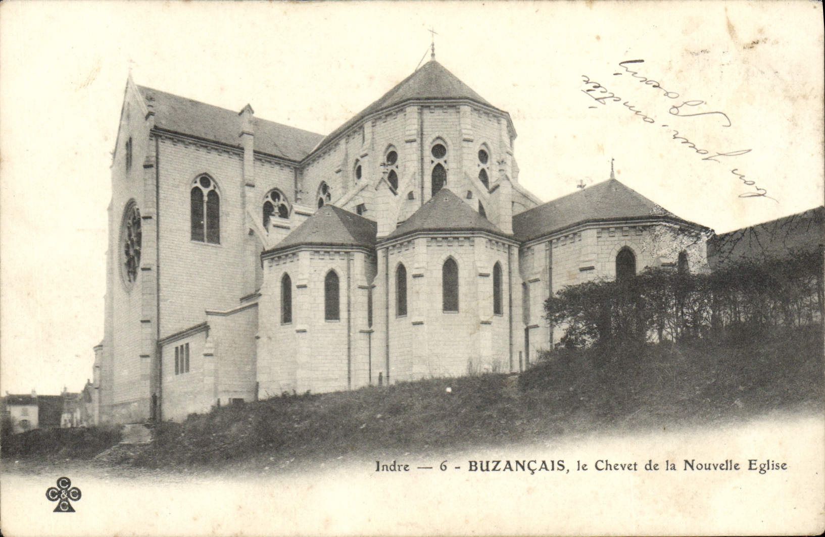 VINTAGE POSTCARD Buzancais the Bedside of the New Church