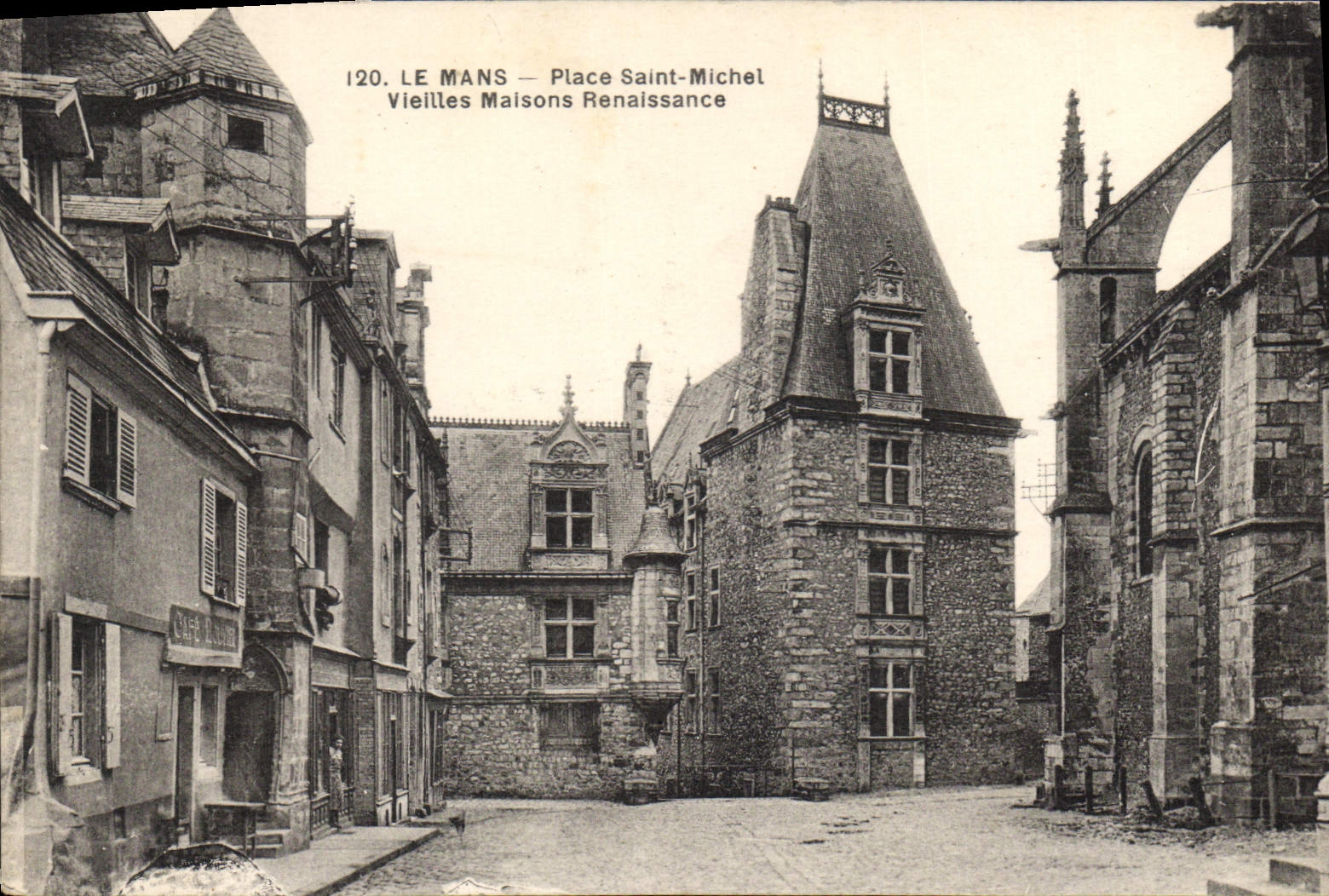 VINTAGE POSTCARD Mans Places Saint Michel Old women Renaissance houses