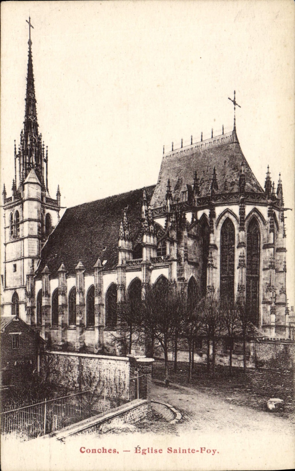 VINTAGE POSTCARD Conches Church Sainte Foy