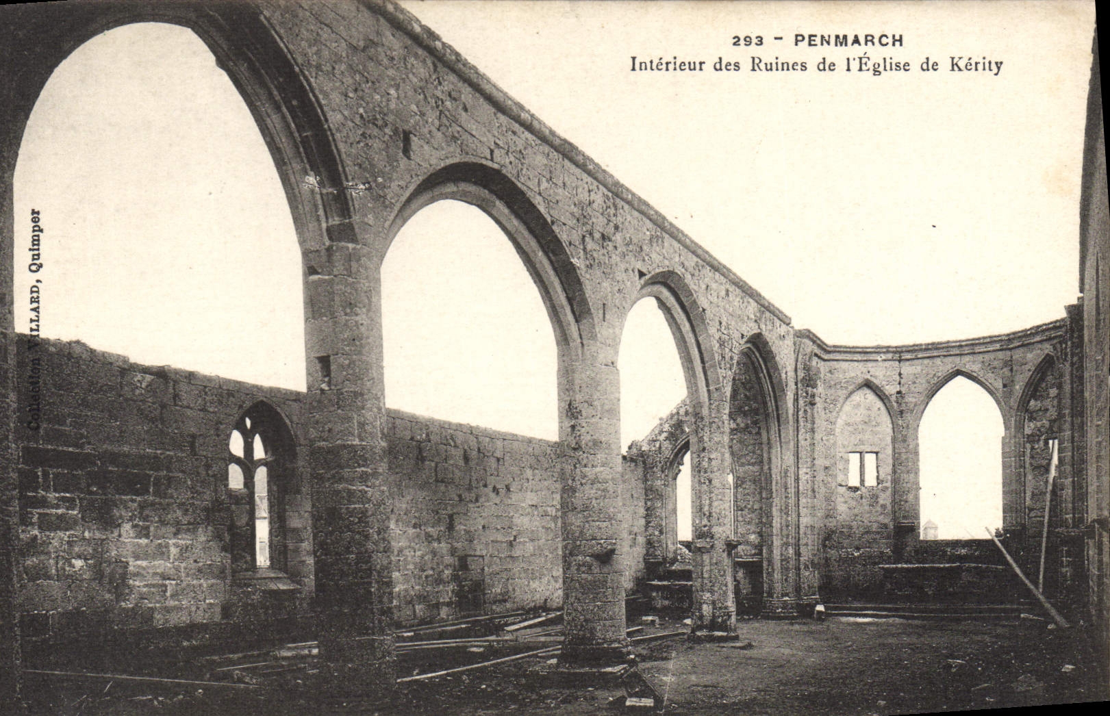 VINTAGE POSTCARD Interior Penmarch of the Ruins of the Church of Kerity